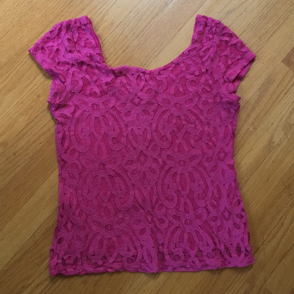 Pink Lace Banana Republic Scoopneck Top